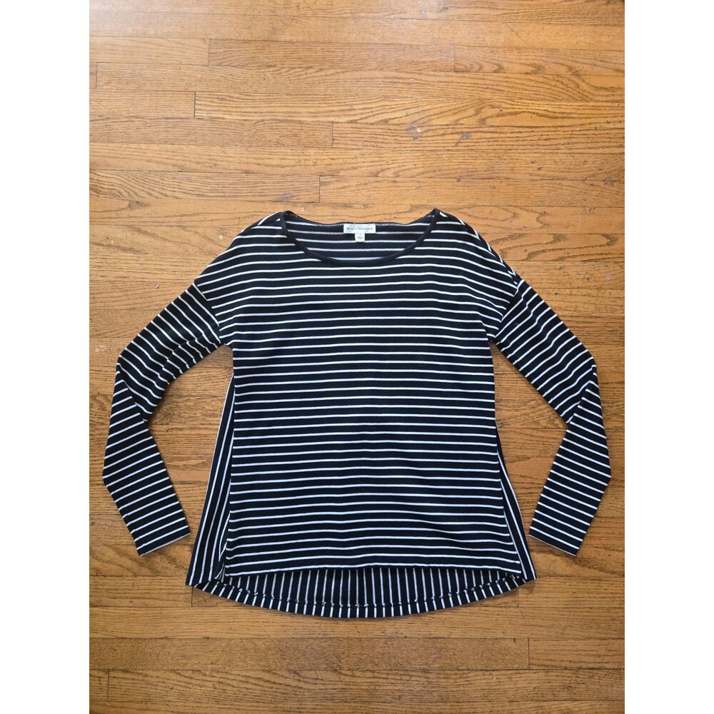 White + Warren Womens Linen Blend Boat Neck Knit Striped Pullover Top Size Small